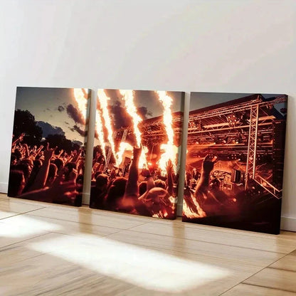 3pcs Band Performance Scene Decoration Wall Art Set Canvas Framed 40x60cm - High Quality Print 100% Australian Made Wall Canvas Ready to Hang