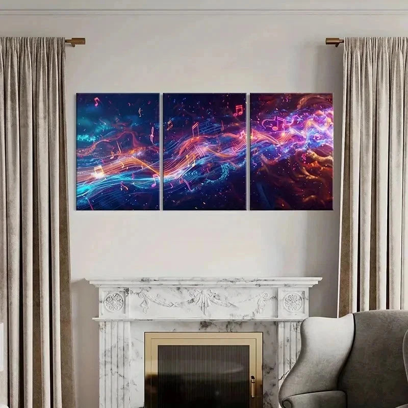 3pcs Abstract Style Colorful Musical Notes Wall Art Set Canvas Framed 40x60cm - High Quality Print 100% Australian Made Wall Canvas Ready to Hang