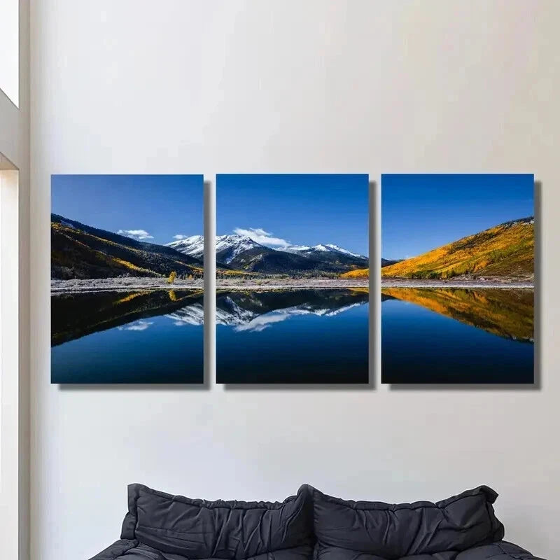 3pcs Nature Scenery Lakes Mountains & Forest Wall Art Set Canvas Framed 40x60cm - High Quality Print 100% Australian Made Wall Canvas Ready to Hang