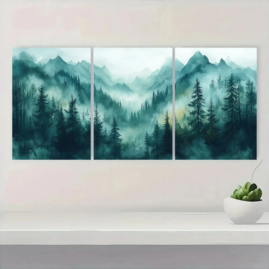 3pcs Abstract Forest Watercolor Wall Art Set Canvas Framed 60x90cm - High Quality Print 100% Australian Made Wall Canvas Ready to Hang