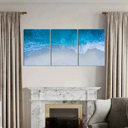 3pcs Island Scenery Waves & Beach Wall Art Set Canvas Framed 40x60cm - High Quality Print 100% Australian Made Wall Canvas Ready to Hang