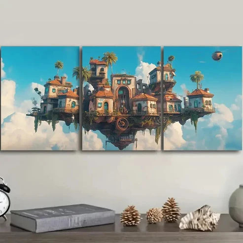 3pcs Deco Classic Modern Floating Island Wall Art Set Canvas Unframed - High Quality Print 100% Australian Made Wall Canvas