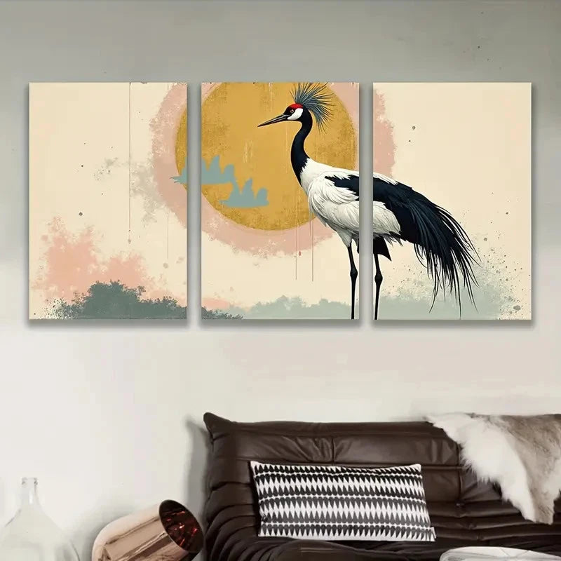 3pcs Vibrant Peacock And Sunset Scene Wall Art Set Canvas Framed 60x90cm - High Quality Print 100% Australian Made Wall Canvas Ready to Hang