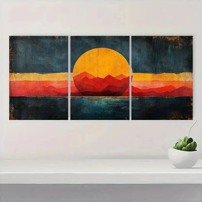 3pcs Mid Century Semi Circle Polygons Metal Print Ready to Hang Art