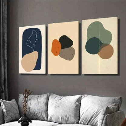 3pcs Modern Minimalist Abstract Neutral Tones Wall Art Set Canvas Framed 50x70cm - High Quality Print 100% Australian Made Wall Canvas Ready to Hang
