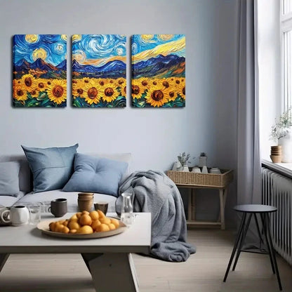 3pcs Vibrant Sunflower Minimalist Décor Perfect Wall Art Set Canvas Framed 40x60cm - High Quality Print 100% Australian Made Wall Canvas Ready to Hang