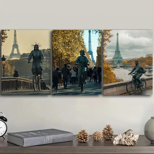 3pcs Grey Man Vibrant Contemporary Metal Print Ready to Hang Art