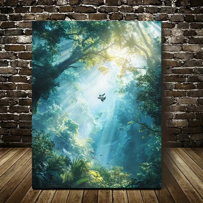 Cyberpunk Panda in Magical Forest Painting 40x60cm Metal Print Ready to Hang