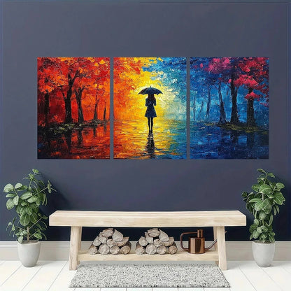 3pcs Shower Theme Hand Painted Oil Painting Metal Print Ready to Hang Art