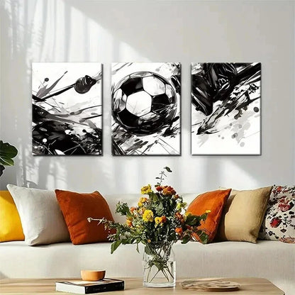 3pcs Abstract Football Dynamic Game Perfect Wall Art Set Canvas Framed 40x60cm - High Quality Print 100% Australian Made Wall Canvas Ready to Hang