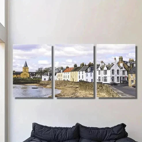 3pcs Vibrant Scottish Countryside Townscapes Wall Art Canvas Unframed - High Quality Print 100% Australian Made Wall Canvas