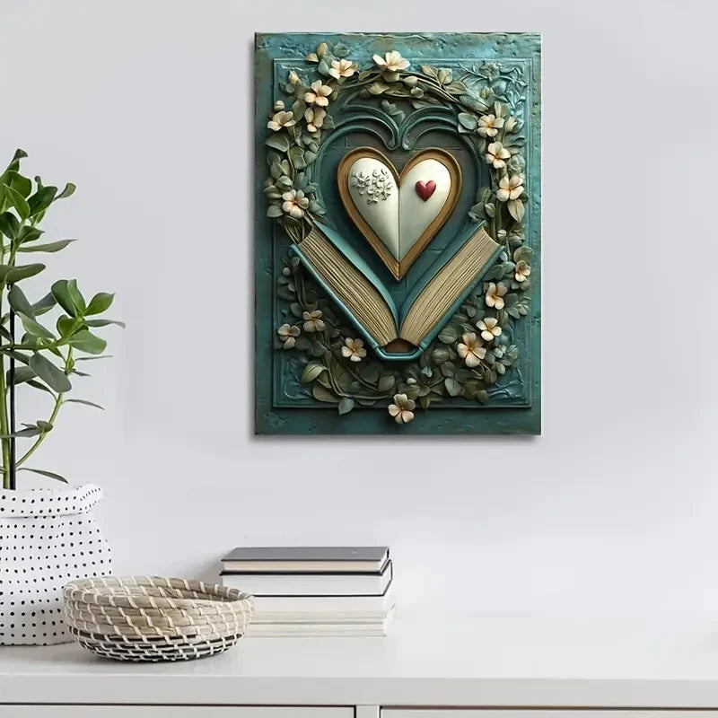 Beautiful Ohjessmarie Heart Blossoms, Painting 40x60cm Metal Print Ready to Hang