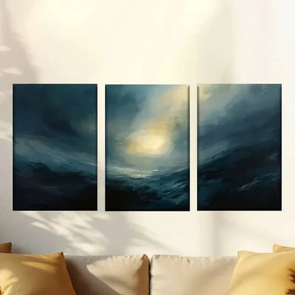 3pcs Dark Abstract Gothic Moon Wall Art Set Canvas Unframed – High Quality Print 100% Australian Made Wall Canvas