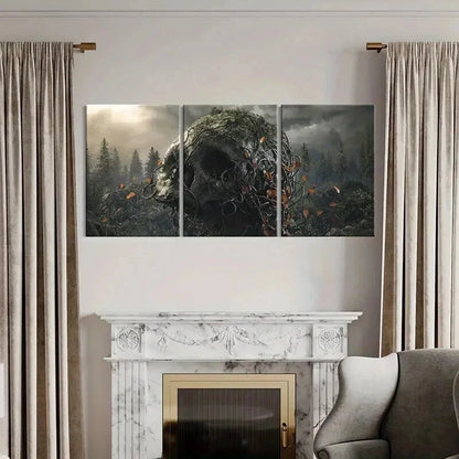 3pcs Creepy Skeleton Entwined in Vines  Wall Art Set Canvas Framed 40x60cm - High Quality Print 100% Australian Made Wall Canvas Ready to Hang