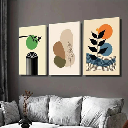 3pcs Abstract 3 Minimalist Modern Green Wall Art Set Canvas Framed 50x70cm - High Quality Print 100% Australian Made Wall Canvas Ready to Hang