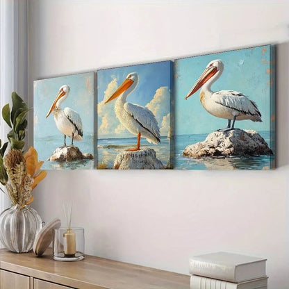 3pcs Pelican Rock Canvas Coastal Area  Wall Art Set Canvas Framed 40x60cm - High Quality Print 100% Australian Made Wall Canvas Ready to Hang