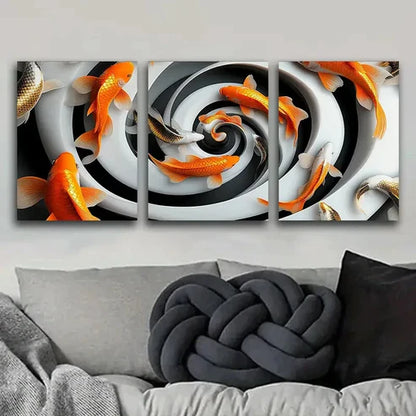 3pcs Goldfish Vortex Orange Sky Perfect Wall Art Set Canvas Unframed - High Quality Print 100% Australian Made Wall Canvas