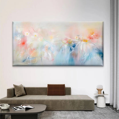 Daisy Floral Abstract Wall Art Canvas Office Home Room Framed 120x60cm