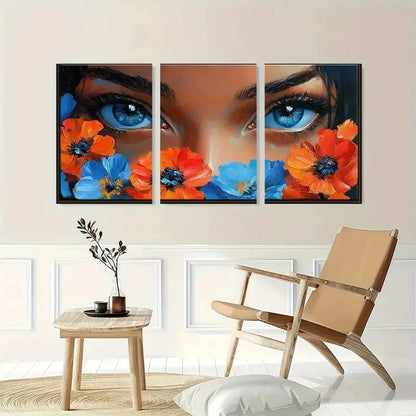 3pcs Dreamy Girl Beautiful Face Natural Perfect Wall Art Set Canvas Framed 40x60cm - High Quality Print 100% Australian Made Wall Canvas Ready to Hang