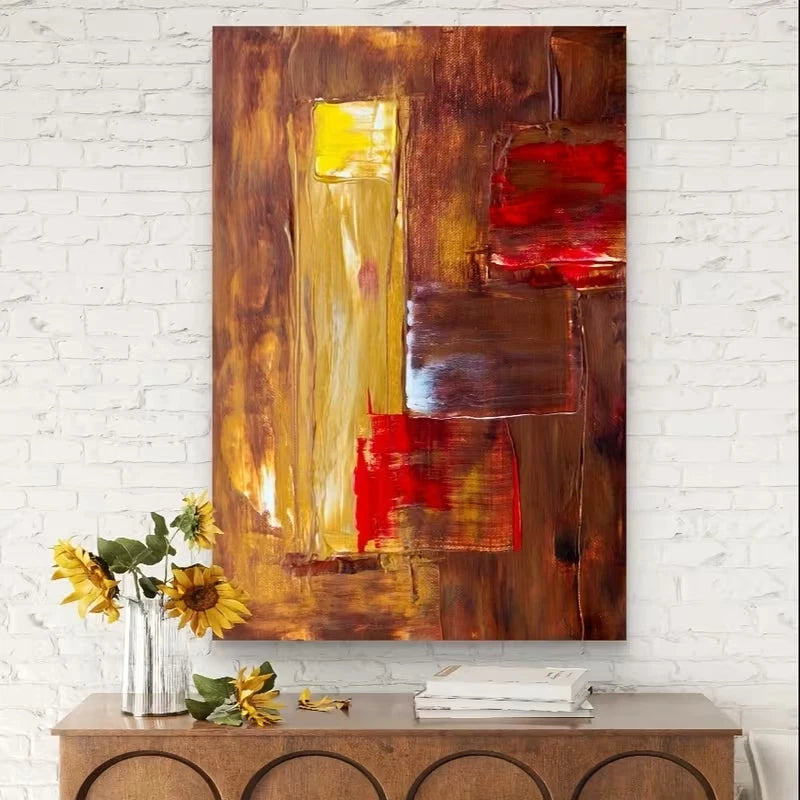 European-Inspired Textured Brushstrokes Abstract 60x90cm Metal Print Ready to Hang