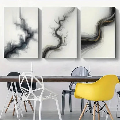 3pcs Black & White Swirls Wall Art Canvas Unframed - High Quality Print 100% Australian Made Wall Canvas