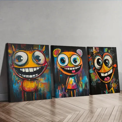 3pcs a happy character Wall Art Set Canvas Unframed - High Quality Print 100% Australian Made Wall Canvas