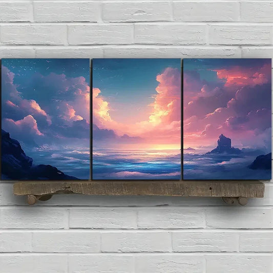 3pcs Featuring Beautiful Designs Under The Code Metal Print Ready to Hang Art