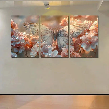 3pcs Pale Pink Butterfly Perfect for Decorating Wall Art Set Canvas Framed 40x60cm - High Quality Print 100% Australian Made Wall Canvas Ready to Hang
