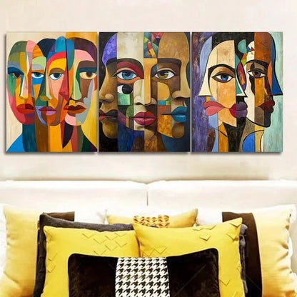 3pcs Three Distinct Faces Art Painting  wall Art Set Canvas Framed 50x70cm - High Quality Print 100% Australian Made Wall Canvas Ready to Hang