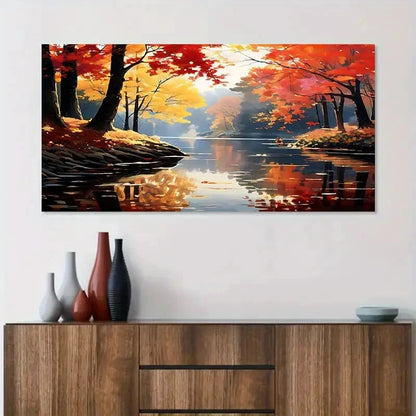 White Plum Blossom Lake wall canvas office home room framed 120x60cm - Bella Home Decor