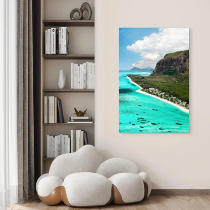 Birds Eye View Le Morne Brabant Island 60x90cm Metal Print Ready to Hang