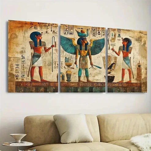 3pcs Egyptian Hieroglyphs Wall Art Set Canvas Unframed - High Quality Print 100% Australian Made Wall Canvas