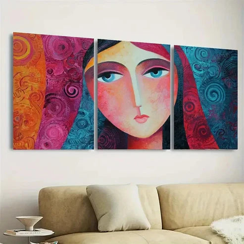 3pcs Lady Woman Face work Faceless Figurative Wall Art Set Canvas Unframed - High Quality Print 100% Australian Made Wall Canvas