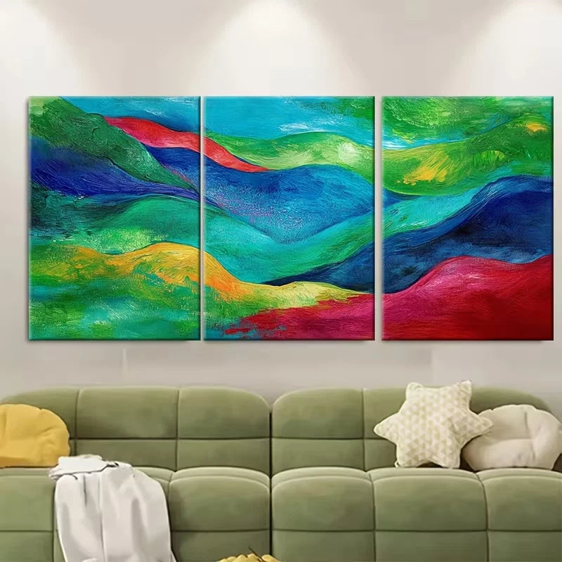 3pcs Emerald Green, Sapphire Blue, Ruby Red Metal Print Ready to Hang Art
