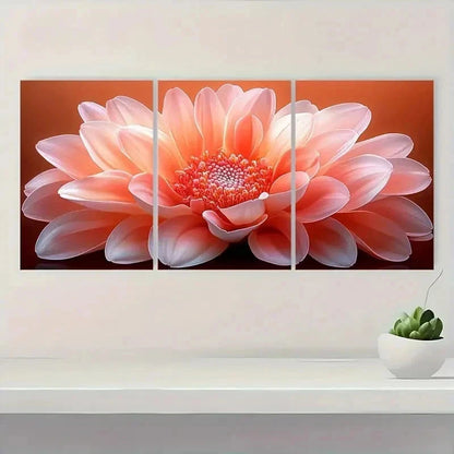 3pcs Chinese Aster Flower Aesthetic Perfect Wall Art Set Canvas Framed 40x60cm - High Quality Print 100% Australian Made Wall Canvas Ready to Hang