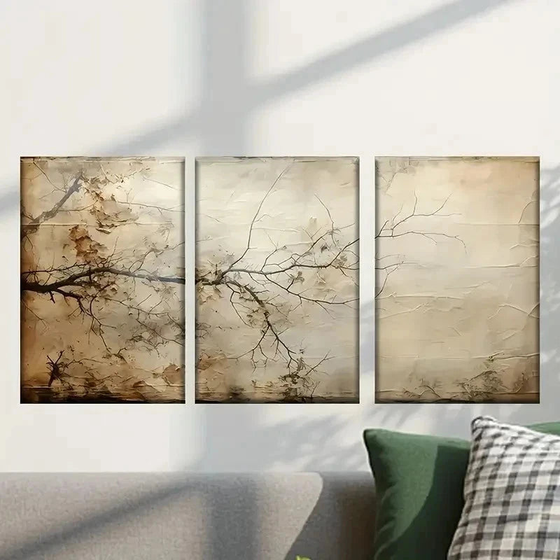 3pcs Tree Branch with No Leaves painting Wall Art Set Canvas Framed 40x60cm - High Quality Print 100% Australian Made Wall Canvas Ready to Hang
