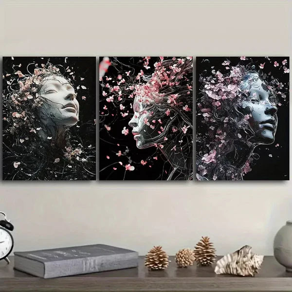 3pcs Ethereal Figure In Dark Background Wall Art Set Canvas Framed 60x90cm - High Quality Print 100% Australian Made Wall Canvas Ready to Hang
