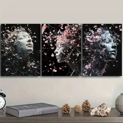 3pcs Ethereal Figure In Dark Background Wall Art Set Canvas Framed 60x90cm - High Quality Print 100% Australian Made Wall Canvas Ready to Hang
