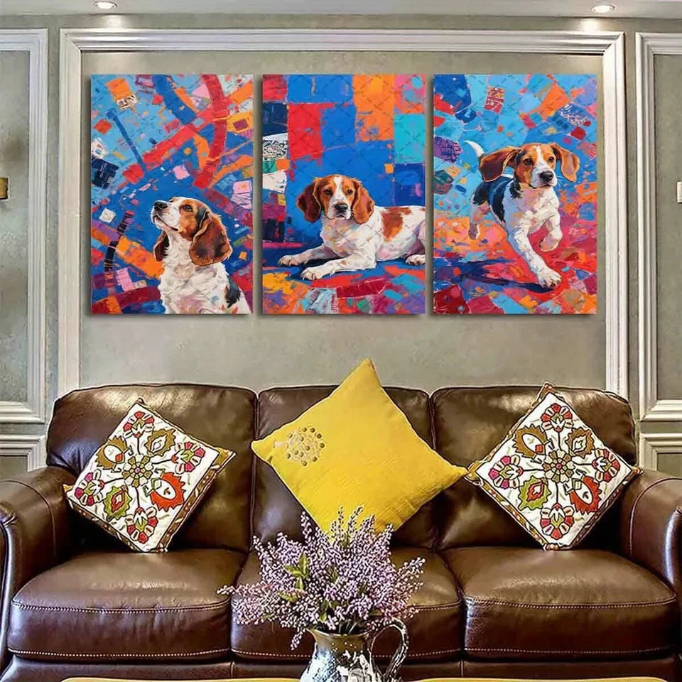 3pcs Abstract Vibrant Cavalier King Charles Metal Print Ready to Hang Art