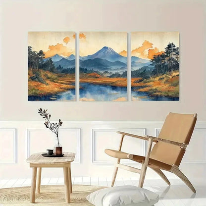 3pcs Hiroshige Ukiyo-E Japanese Vintage Perfect Wall Art Set Canvas Framed 40x60cm - High Quality Print 100% Australian Made Wall Canvas Ready to Hang
