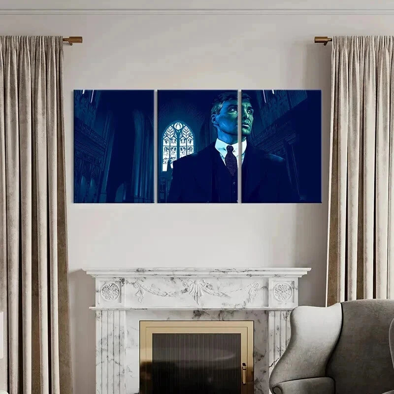 3pcs Thomas Shelby Movie Character Dark Style Wall Art Set Canvas Framed 40x60cm - High Quality Print 100% Australian Made Wall Canvas Ready to Hang
