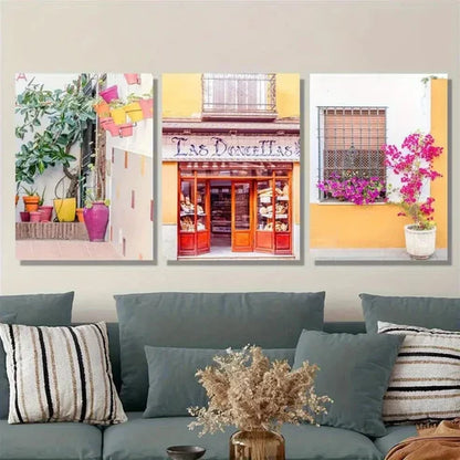 3pcs Colorful Flower Pots Wall Art Canvas Unframed - High Quality Print 100% Australian Made Wall Canvas