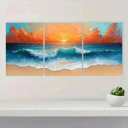 .3pcs Vibrant Summer Beach  AS   Wall Art Set Canvas Framed 40x60cm - High Quality Print 100% Australian Made Wall Canvas Ready to Hang