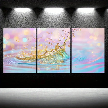 3pcs Beautiful Waves Colourful Water Metal Print Ready to Hang Art