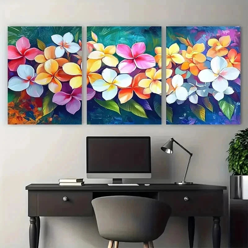 3pcs Thai Floral Oriental Thailand Décor Perfect Wall Art Canvas Framed 60x90cm