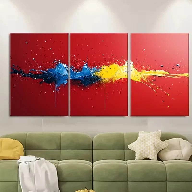 3pcs Abstract Splatter Print Metal Print Ready to Hang Art