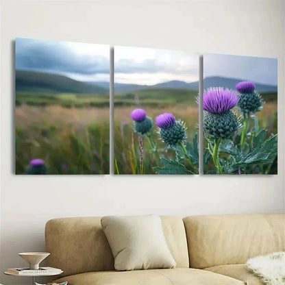 3pcs Vibrant Purple & Green Nature Scene Wall Art Set Canvas Framed 50x70cm - High Quality Print 100% Australian Made Wall Canvas Ready to Hang