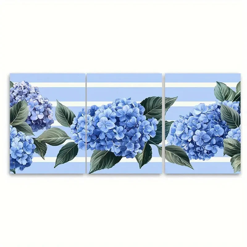 3pcs Blue Stripes Coastal Granddaughter Metal Print Ready to Hang Art