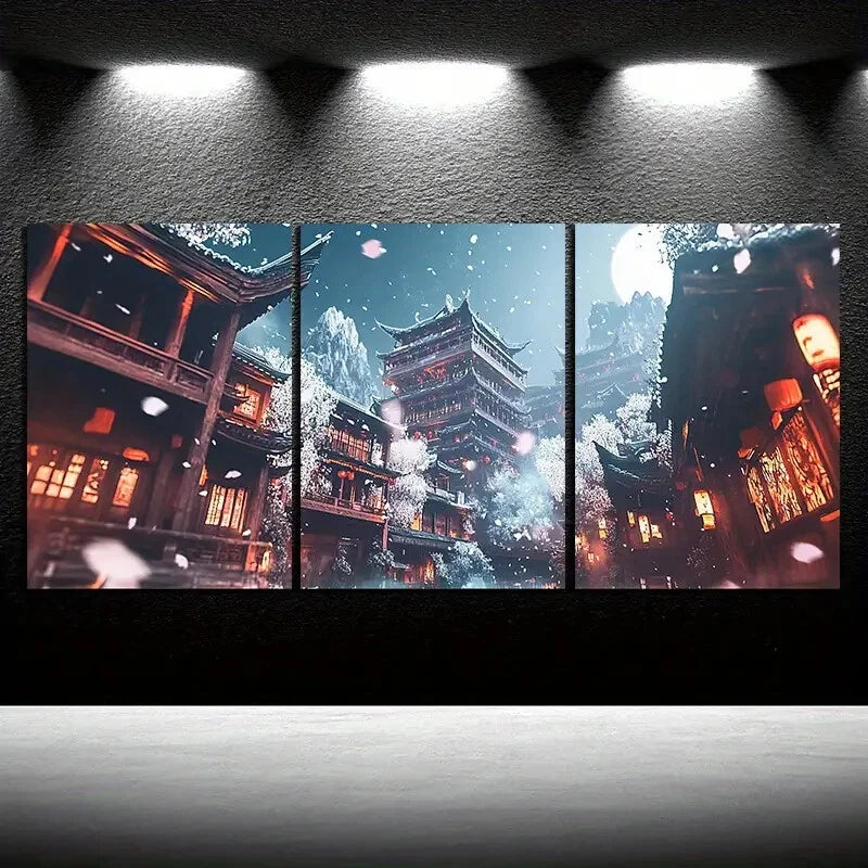 3pcs Beautiful Estate Painting Modern Metal Print Ready to Hang Art