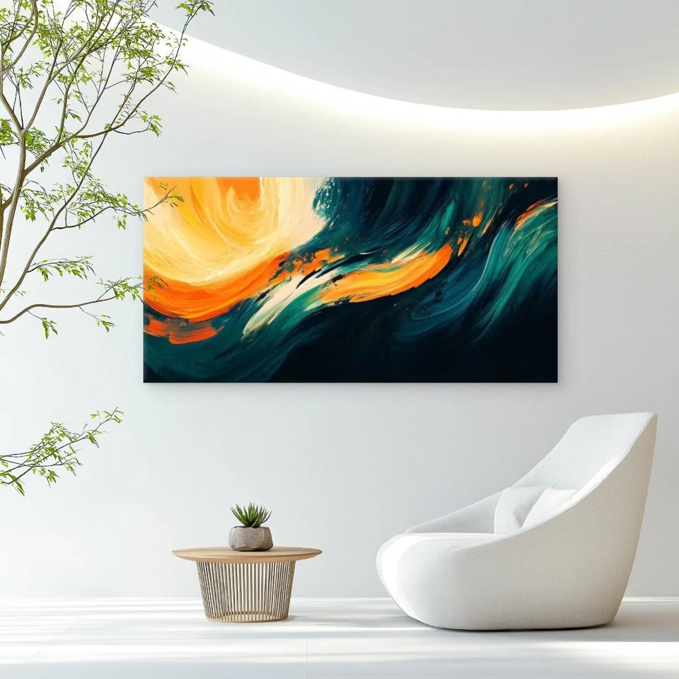 Vibrant Red, Yellow & Blue Art Wall Art Canvas Office Home Room Framed 120x60cm